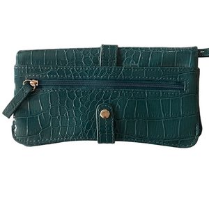 Teal Crocodile-Embossed Women's Wallet